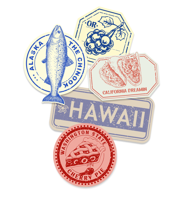 Pacific Coast & Islands stamp group